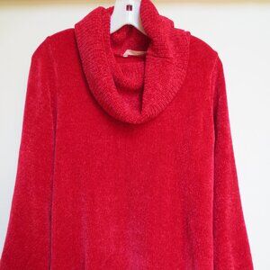 Soft Surroundings Soft Winds Chenille Red Tunic Size Small